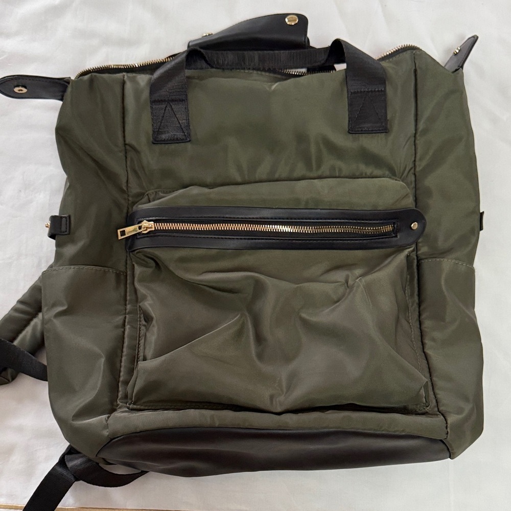 Forest Green Backpack with Black Trim